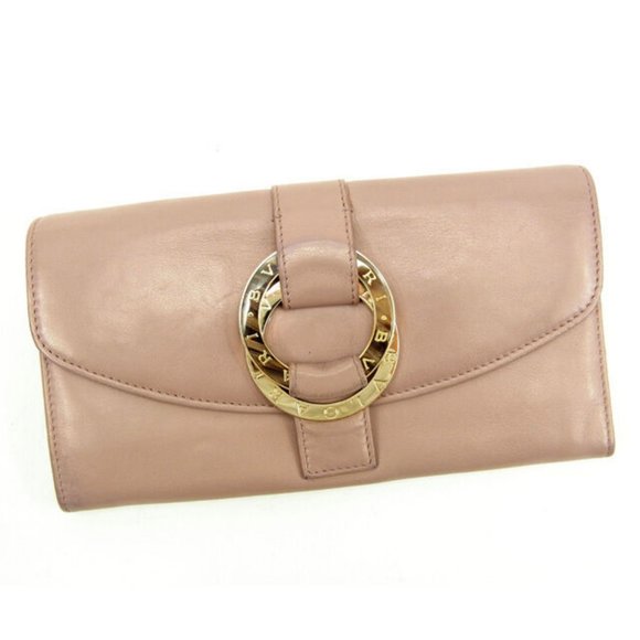 Bvlgari Wallet Purse Long Wallet Pink Woman Authentic Used Y5203